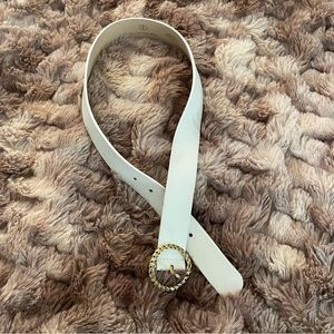 B-low the belt white leather belt